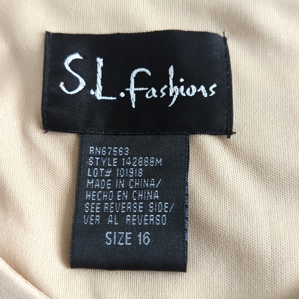 S.L. Fashion Cream Beaded Flutter Sleeve Midi Cocktail Dress Size 16 - Picture 10 of 10
